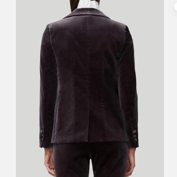 Frame New Women's Charcoal Velvet Blazer - Picture 3 of 13